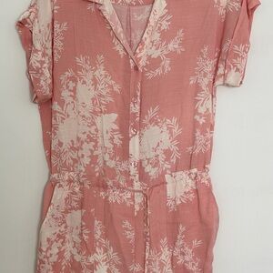 En Creme Pink Floral Jumpsuit Short